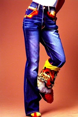 year 1996 denim fashion. Loose, baggy, low waist Combat pants and t-shirt. Colors: denim blue, blue, purple, cream, khaki, light green, lilac, plum, orange, terracotta, red, light yellow, lion yellow, pink, dark blue, beige. leopard, Cheetah . Latex in small part. Kylie Minogue, Tyra Banks,Julia Roberts. leg warmer. Cargo pants.