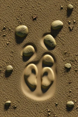 a close-up footprint in sand of baby yodas petite and wrinkled claw print with only three toes, three toes and the print are lodged within the sand in a neat, square display glass box, "Baby Yoda" engraved on small metal plate outside of the box, small stars and shiny stones are scattered around the print with green leaves also,realistic and highly detailed, 8k