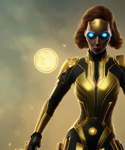 black widow, golden armor suit, full body close up, soft light atmosphere, light effect，vaporwave colorful, concept art, smooth, extremely sharp detail, finely tuned detail, ultra high definition, 8 k, unreal engine 5, ultra sharp focus