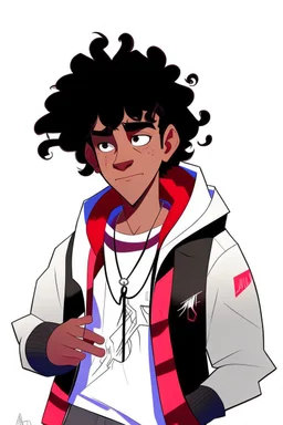 Spiderman into the spider verse tarzı bir erkek karakter kıvırcık ve beyaz