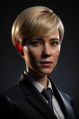 realistic british female prime minister of the future with blonde short hair