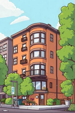 apartment building, cartoon