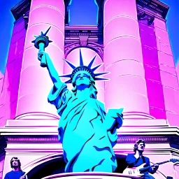 The Statues of Liberty performing as a rock band