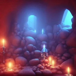 transparent crystal, on an altar in a foggy cave, cinematic,turqoise, bright light colors