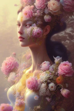 gardenia flowers, colorful, psychedelic, intricate, elegant, highly detailed, digital painting, artstation, concept art, smooth, sharp focus, illustration, art by artgerm and greg rutkowski and alphonse mucha