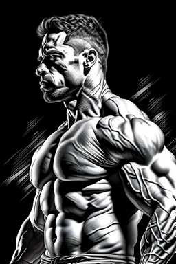 man black white art profil bodybuilder