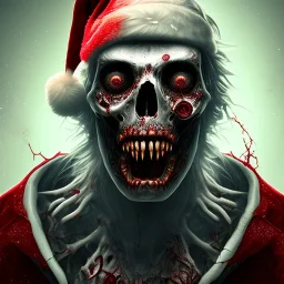 Dark, horror, blood, guts, detail, Santa, zombie, close up head