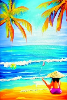 painting, wanderlust, bright colors, beach