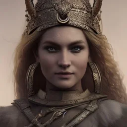 highly detailed girl viking queen, armor, cinematic lighting, 4k, 8k, octane render, digital concept art, trending on artstation, pinterest, extremely detailed, ambient lighting.