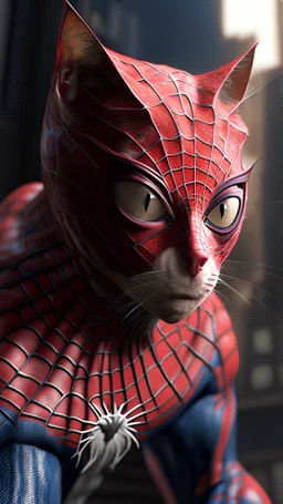 spiderman become cat, ultra realistic, 4k, ultra detail, full body, full picture