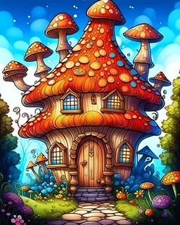 mashroom house ,beautiful forest, adult book cover