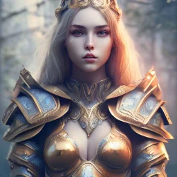 portrait of a warrior with godddes beautiful girl themed armour, extremely detailed, dslr, macro lens, perfect position,hyperphotorealistic, unreal engine, octane render