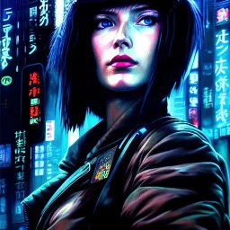 fullbody portrait in oil on canvas ,beautiful female robot, ominous, intense stare, sad eyes, post-apocalyptic in a cyberpunk city, ghost in the shell, Akira, BladeRunner movie poster, masterpiece, realistic, intricate detail, sci-fi fantasy style, volumetric lighting, particles, highly detailed ,cinamatic , deep colours,8k, by Caravaggio