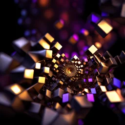 a mandelbulb 3d fractal made of metallic random color cubes a pertty artistc background