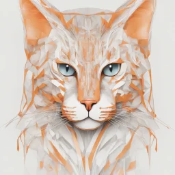 Impresionante gato de arte lineal, colores blanco y anaranjado, calidad ultra, 8k