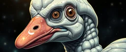 brilliant detailed full figure portrait disco glittery goose slug alien gremlin anime in the style of Escher and Giger