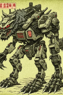 Werewolf drawn as a giant Japanese robot