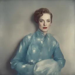 Actress joan crawford, blue, autochrome, plastic jacket,