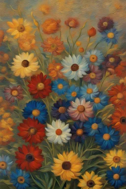 multi colors flower close up by Van Gogh