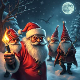 there is no kebabs at christmas, evil Santa, evil gnomes running around, king diamond, flaming eyes, evil Rudolf, evil Frosty