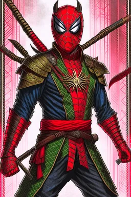 Spider-Man as a futuristic samurai