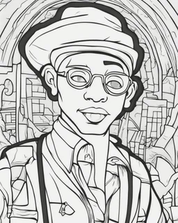 coloring page for teens, simple outlines art, cartoon style, outline drawing, bold outlines, clean and clear outlines, no tones color, no color, no detailed art, art full view, wide angle, white background, BENJAMIN O. DAVIS SR.