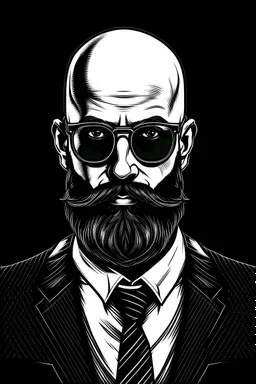 suit and tie, glasses beard cluffing imagery bald head Gentleman's black vector