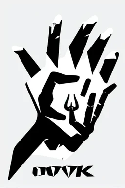 single hand in devil rock position, sticker logo vector art on white background, 4k