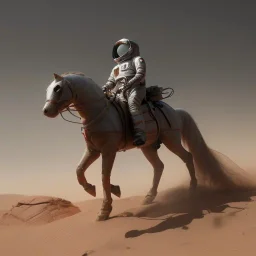 Riding horse astronaut mars