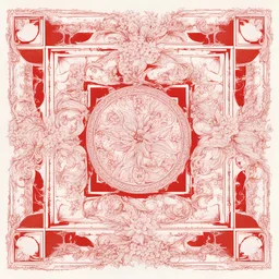 Square simple red frame on white background