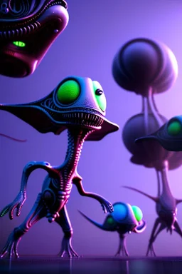 aliens invade clean art NFT, blender 3d