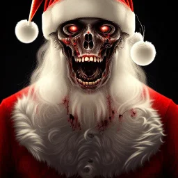 Dark, horror, blood, guts, detail, Santa, zombie, close up head