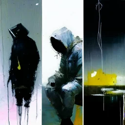 Minimal contemporary abstract oil paintings close up person wearing hazmat suit limbs sinew and concrete fragments illuminated at night style of Justin Mortimer And Francis bacon And ashley wood