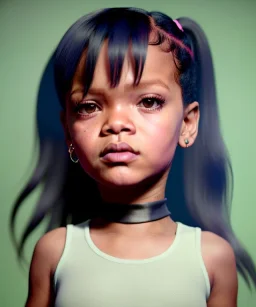 Rihanna toddler, full body, soft skin, dramatic lighting, hyper realistic