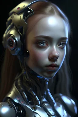 Hyper realistic Robotic Girl Portrait, 8K, extreme details