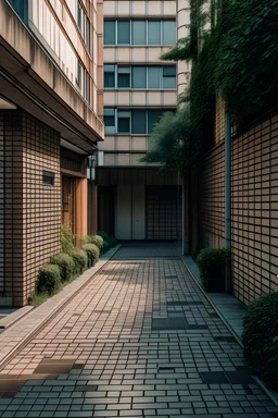 trotoir en bas d'un immeuble style lofi