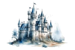 dark castle. White background . watercolor drawing
