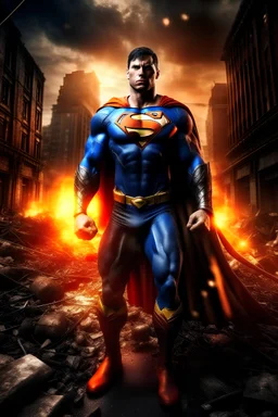 Realistic Outline Art Cinematic Lighting Superman.Advanced Batman High Resolution 3D Photo Cover Art With Witch Destroyed City Background Realistic Drawing Style Full Body Using Outline Mandala Style Clean Line Art Colorful Sky With Stars No Shadows Clear And Good