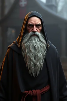 russian monk for a horror , 3d model for a videogame, template, full-length, front face, model, 3d