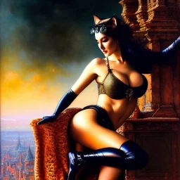 Drawing of beautiful face,'beautiful booty,Busty CAtWoman',intense stare, ancient skintight armor, balanciaga fashion clothe painting by gaston bussiere, greg rutkowski, yoji shinkawa, yoshitaka amano, tsutomu nihei, donato giancola, tim hildebrandt, Oil on canvas, cinematic composition, extreme detail,fit full head inside picture,16k