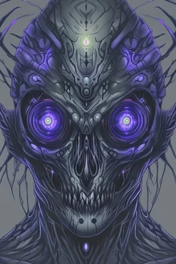 feral humanoid with ghastly gray skin and three eyes, one covered with a cataract. Three eyes, one in the center of the head. Fantasy art style with lots of detail.