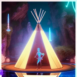  tipi, smoking pool, maze background ,chain levitated, levitated lab equipment, 4k, Highly Detailed, Masterpiece, perfect eyes, Digital Illustration, Cinematic Lighting, Realistic, Sharp Focus, Centered, Beautifully Lit, Bioluminescent by Stanley Artgerm Lau