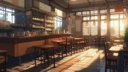 cafe, without people, anime style