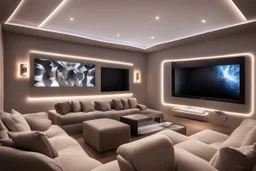 dedicated home cinema room with LED lighting in the walls make sure the room is completely symmetrical