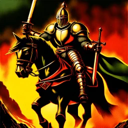 90's TCG art retro fantasy art of a heroic epic knight