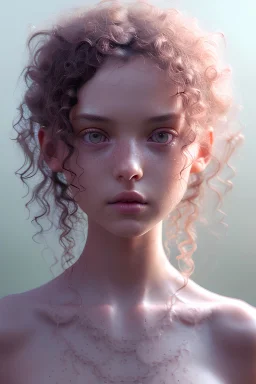 April, Summer Fashion, smooth soft skin, curly hair, detailed eyes, detailed face, looking into camera, intricate, summer outfit, pink, back lighting, realistic concept art, digital painting, rich 3d render, hyper-realistic painting, cinema 4D render, art by WLOP, by Agnes Cecile, Michael Whelan