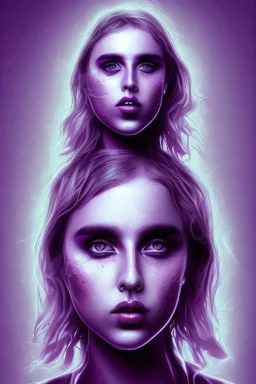 Danish singer MØ face, Abstract, purple tones,