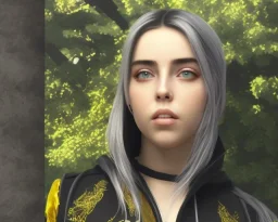 Billie Eilish, sitting on a chair, Black Short Dress, high detail, realistic, 8k