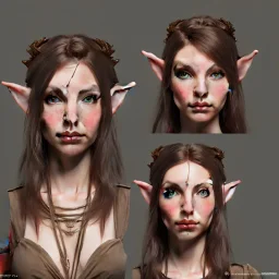 dungeons and dragons female elf druid, brown hair, brown eyes, pale skin, full body, realistic face