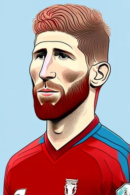 Sergio Ramos Spanish soccer player 2d cartoon